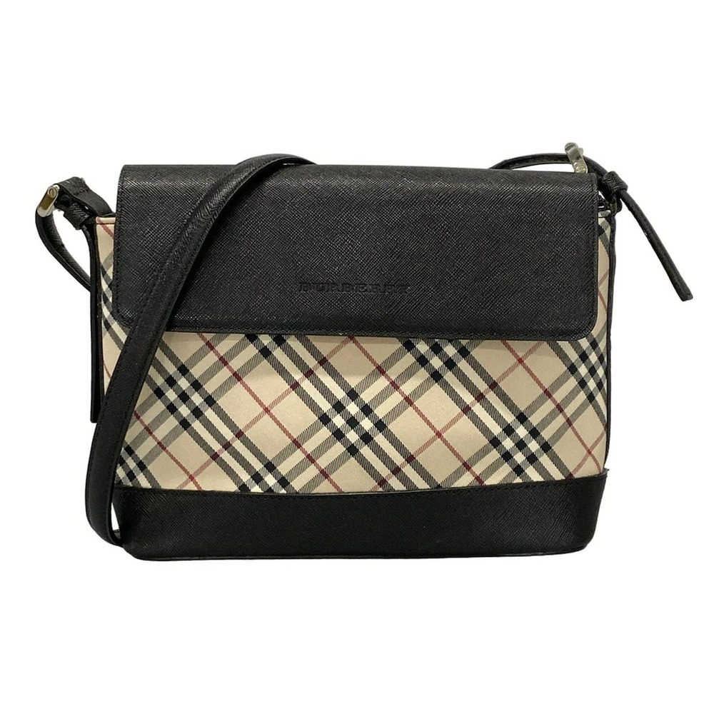 BURBERRY Shoulder Bag Check Beige Black Red Leather